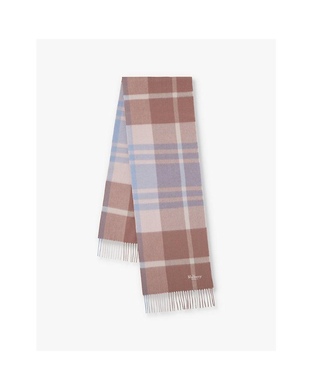 Mulberry Multicolor Small-Check Merino-Wool Scarf