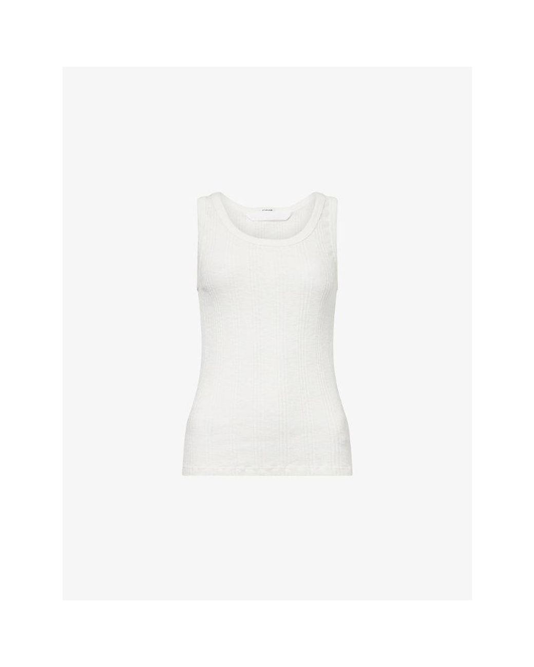 Mother White The Runner Up Round-Neck Cotton Tank Top