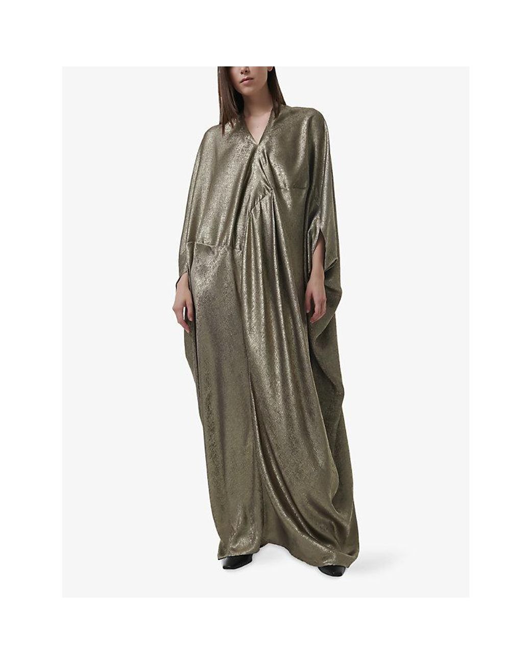 eem Green Dropped Shoulder V-Neck Woven Kaftan