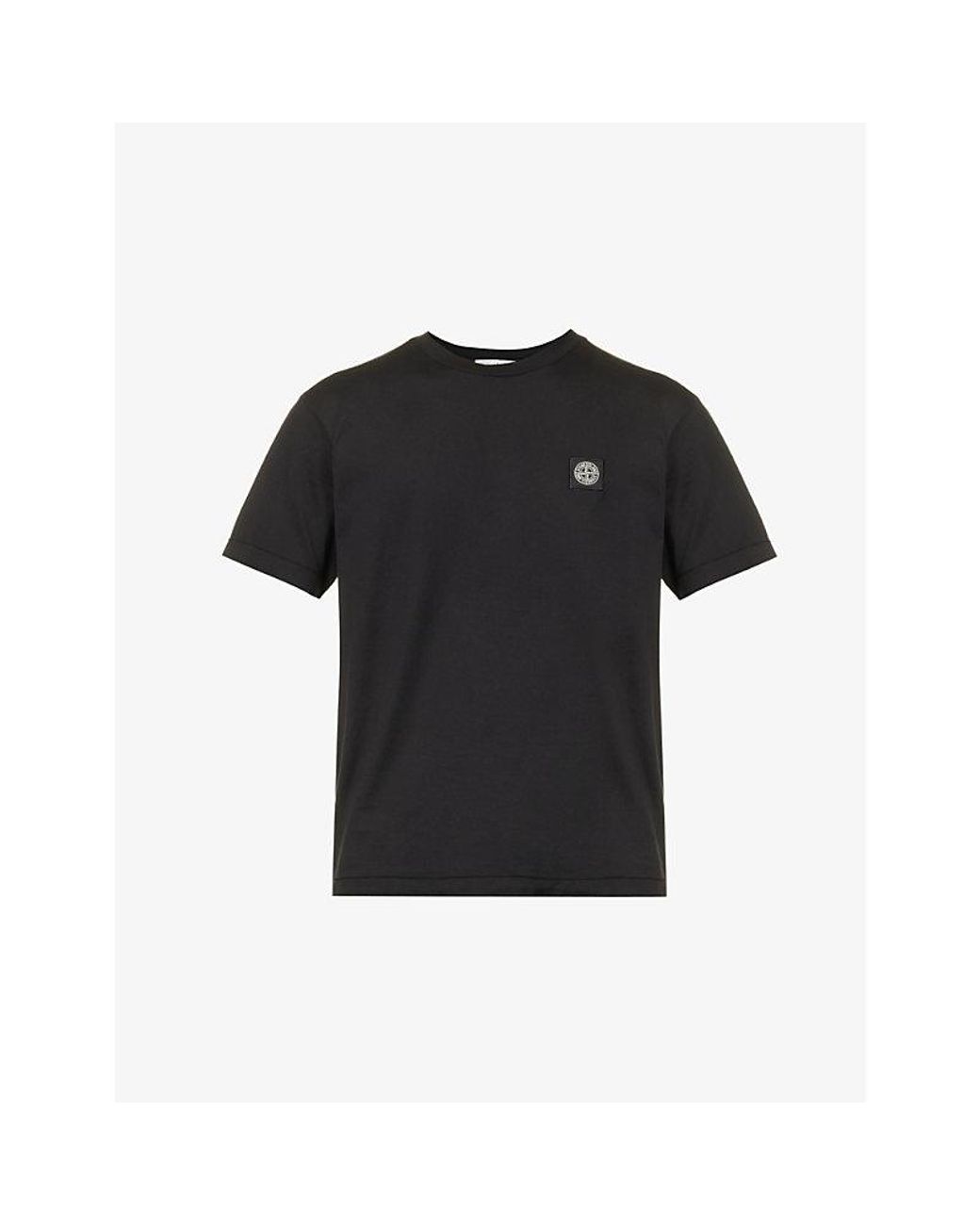 Stone Island Black Logo-Patch Regular-Fit Cotton-Jersey T-Shirt for men