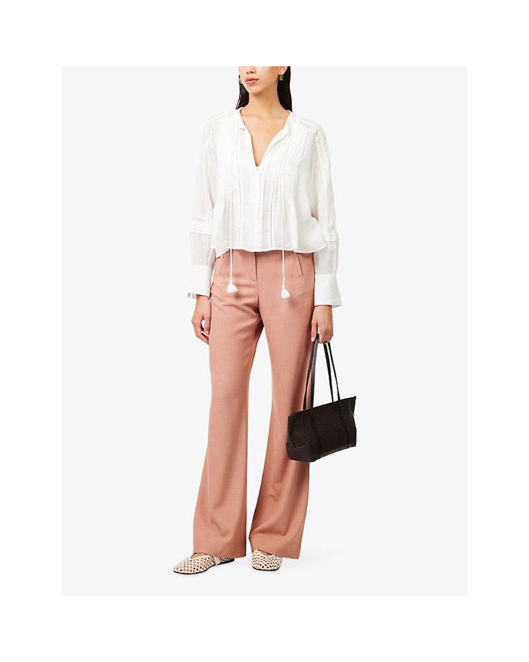 Veronica Beard Pink Jude Wide-Leg Woven Trousers
