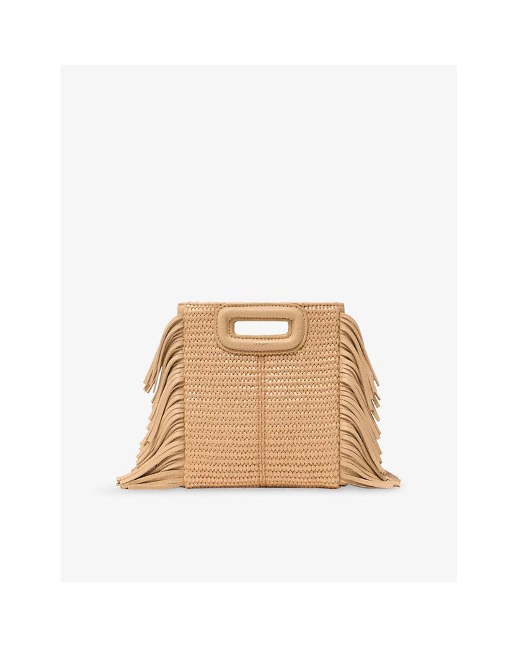 Maje Natural Mini M Raffia Shoulder Bag