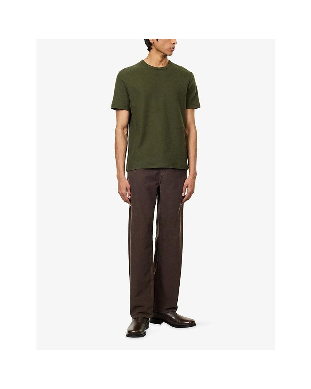 FRAME Brown The Baggy Wide-Leg Cotton Trousers for men