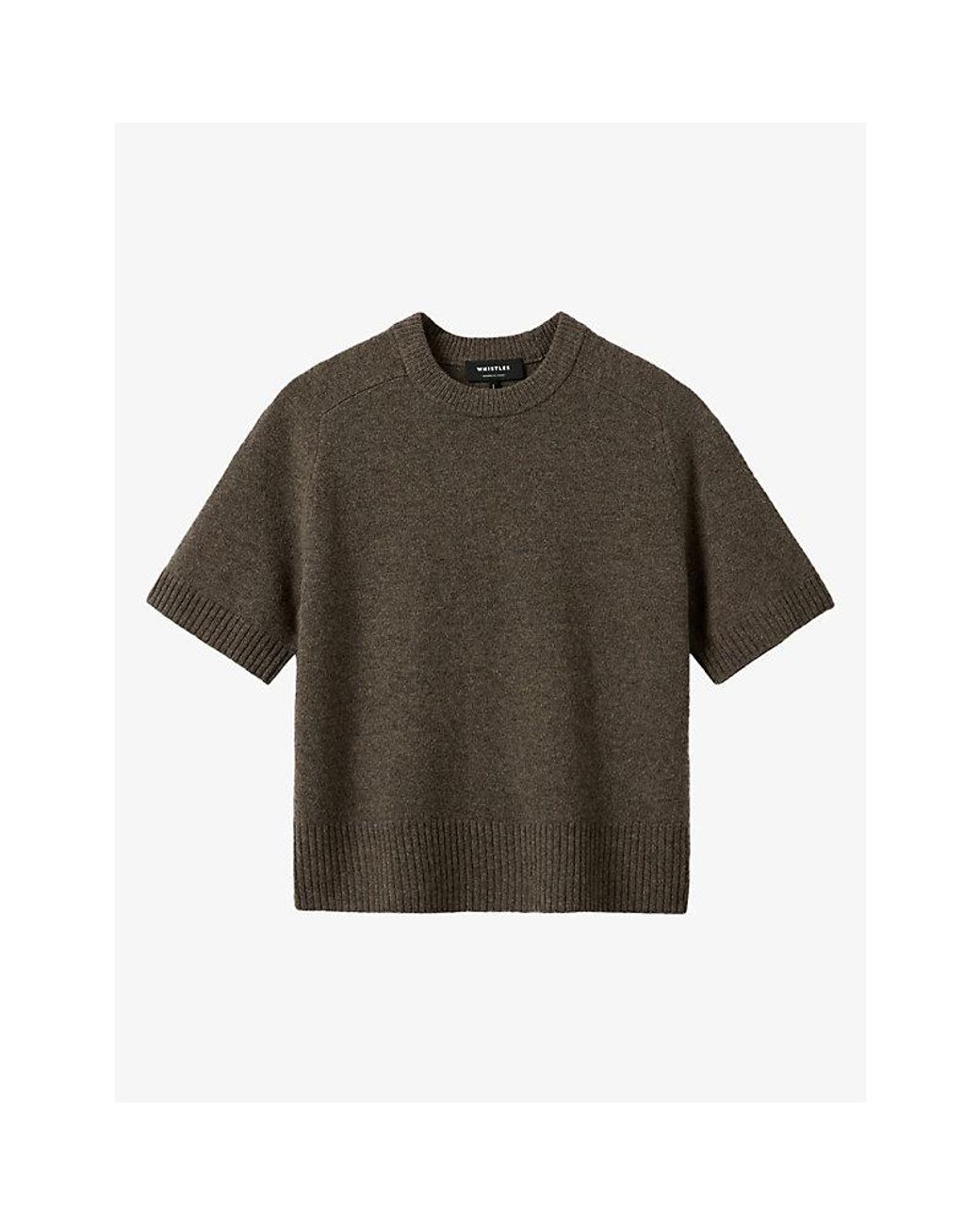 Whistles Green Crewneck Short-Sleeve Wool T-Shirt