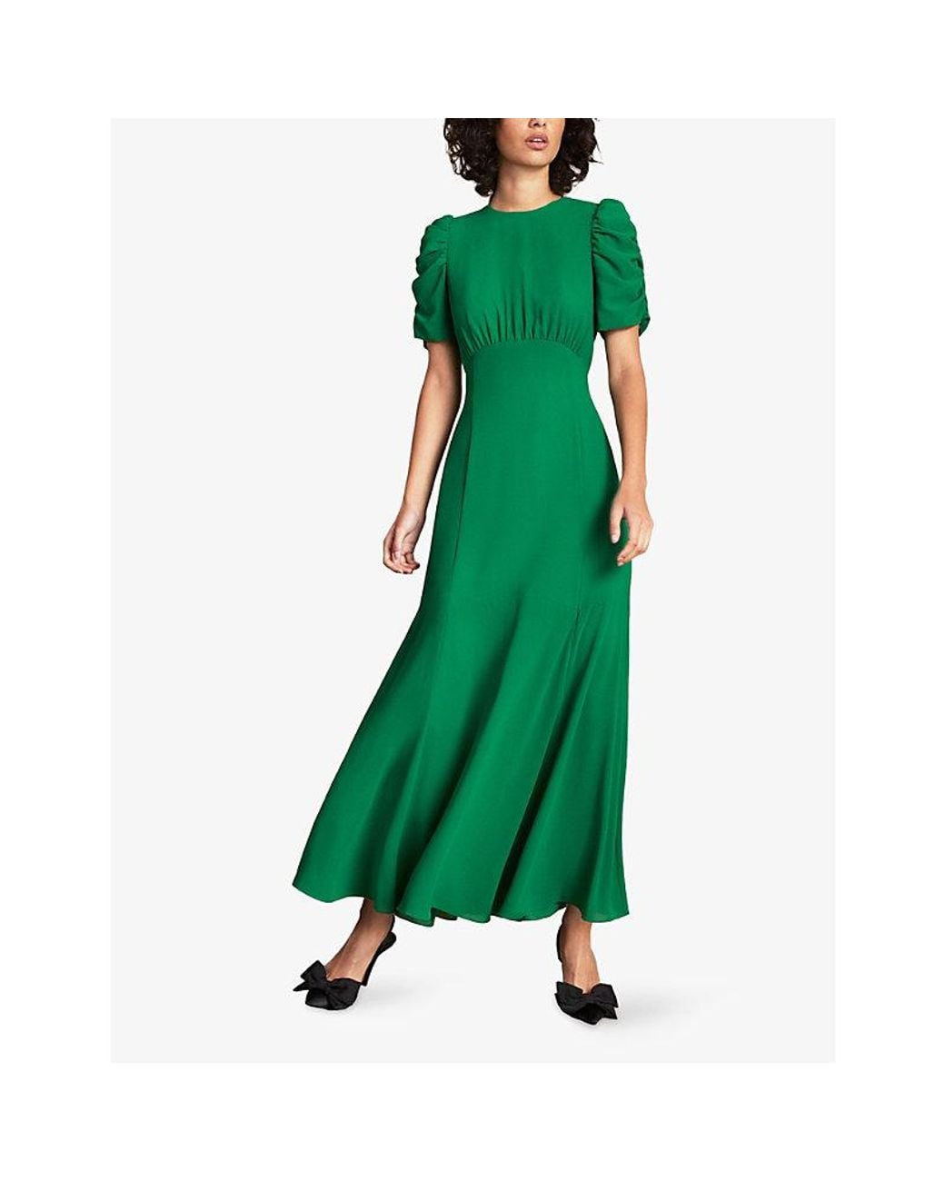 Ro&zo Green Belle Puff-Sleeve Woven Maxidress