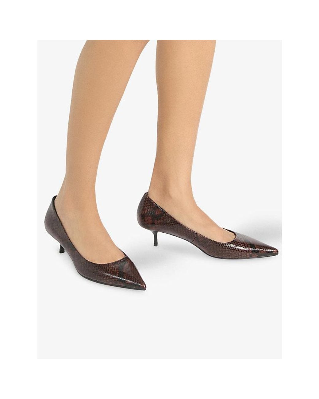 Dune Black Amira Leather Heeled Courts