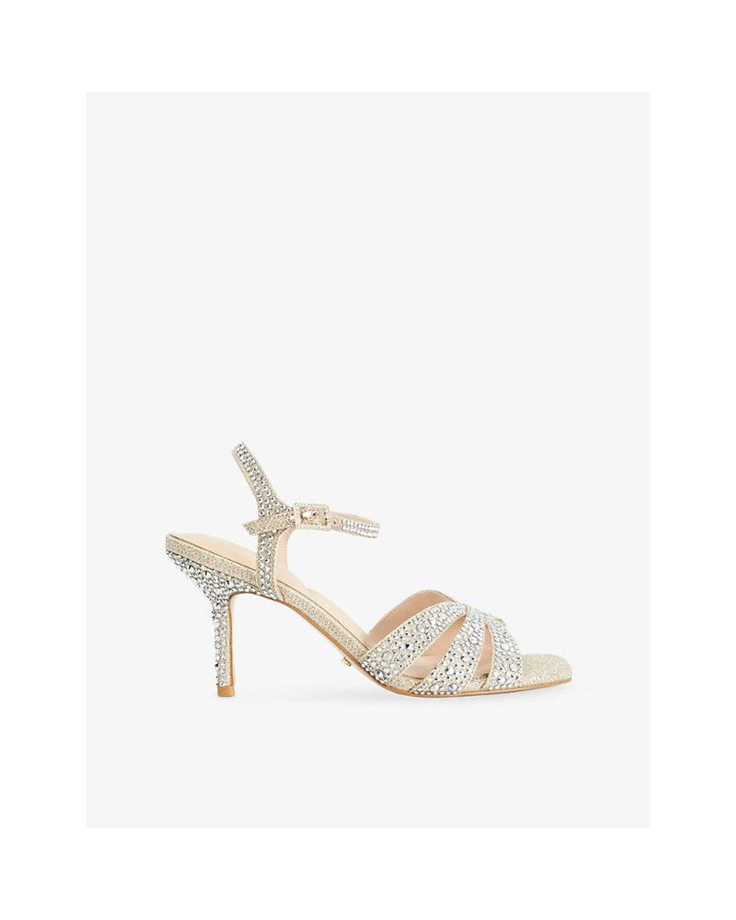 Dune White Mayven Crystal-Embellished Heeled Sandals