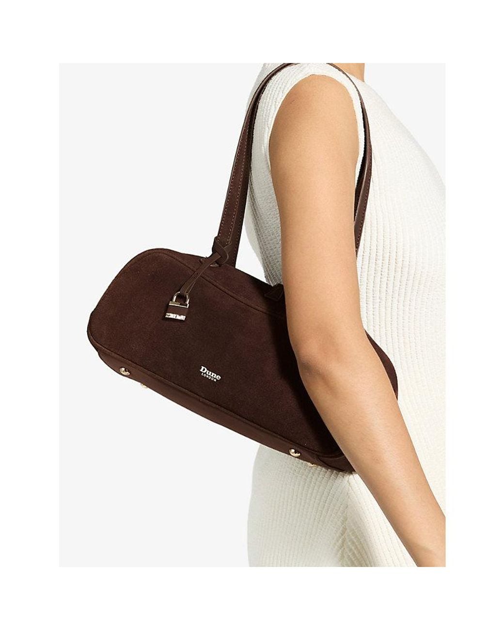 Dune Brown Day Medium Suede Bowler Shoulder Bag