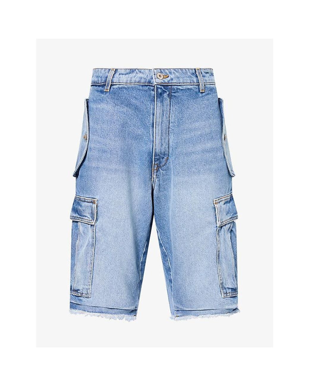 GALLERY DEPT. Blue Theo Cotton Denim Cargo Shorts for men