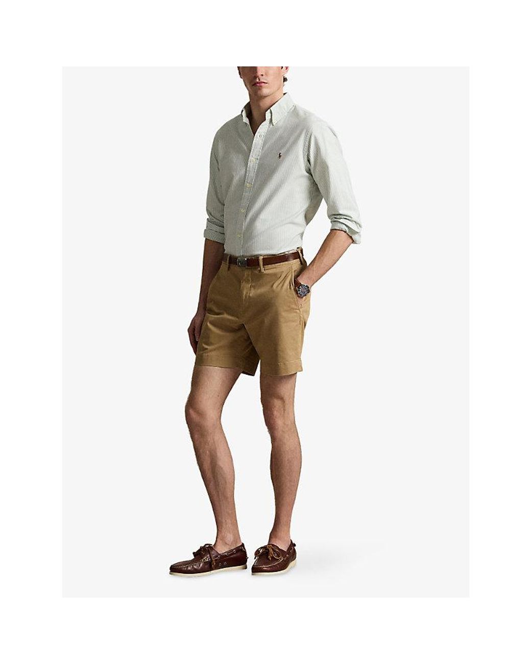 Polo Ralph Lauren White Striped Custom-Fit Oxford Cotton Shirt for men