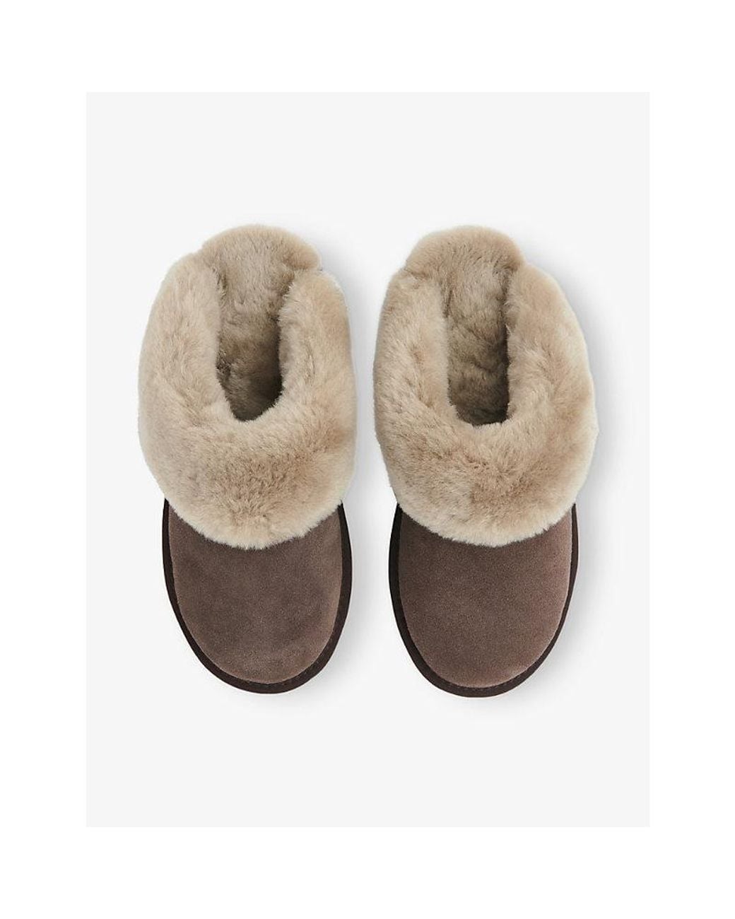 Whistles Brown Emilia Cuff Sheepskin Slippers
