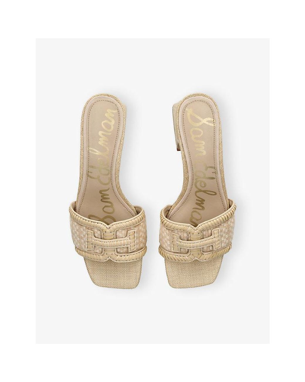 Sam Edelman Natural Waylon Playa Woven Heeled Mules