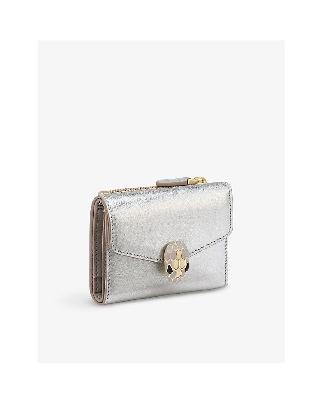 BVLGARI White Serpenti Forever Compact Card Holder