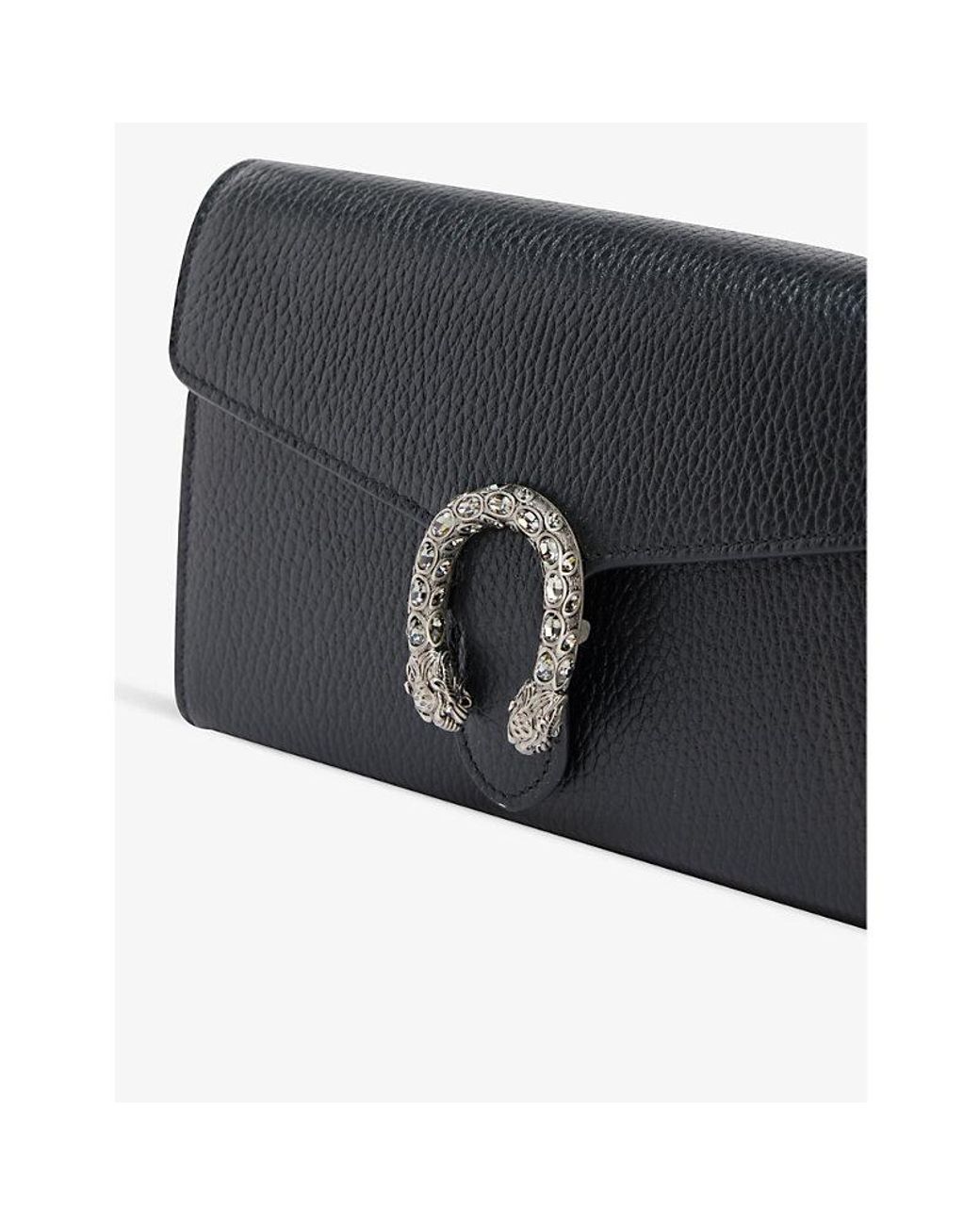Gucci Dionysus Mini Grained-leather Wallet-on-chain in Black