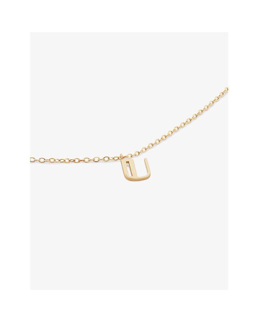 Monica Vinader White Small Letter U 14Ct- Pendant Necklace