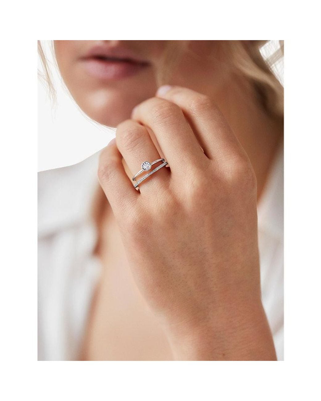 Monica Vinader White Solitaire Sterling- And 0.06Ct Lab-Grown Diamond Ring