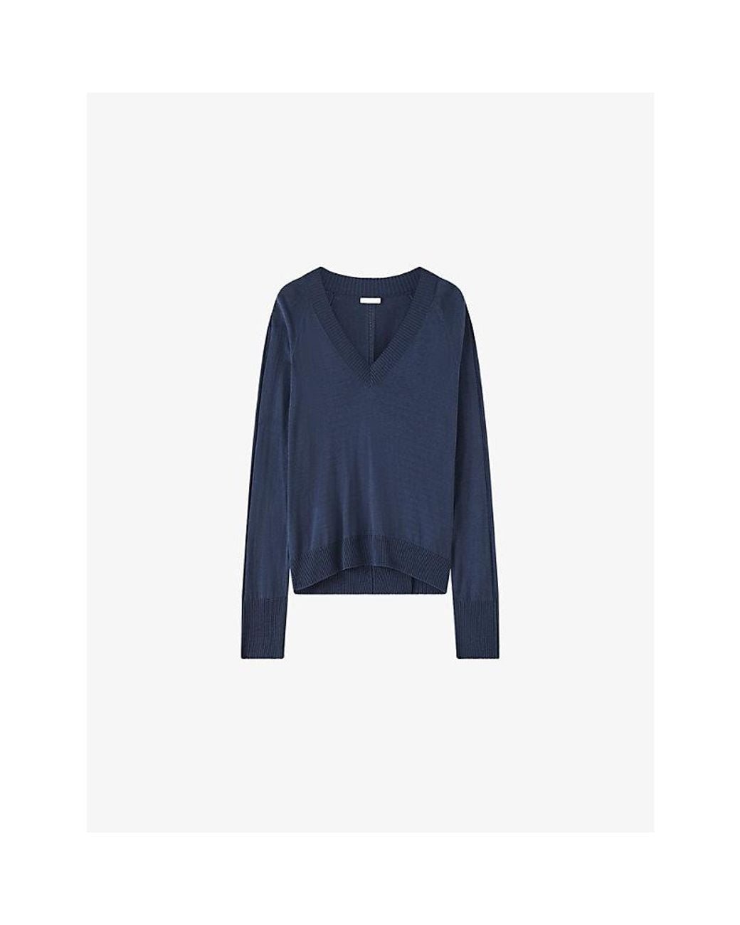 Joseph Blue Gallow V-Neck Silk-Knit Jumper