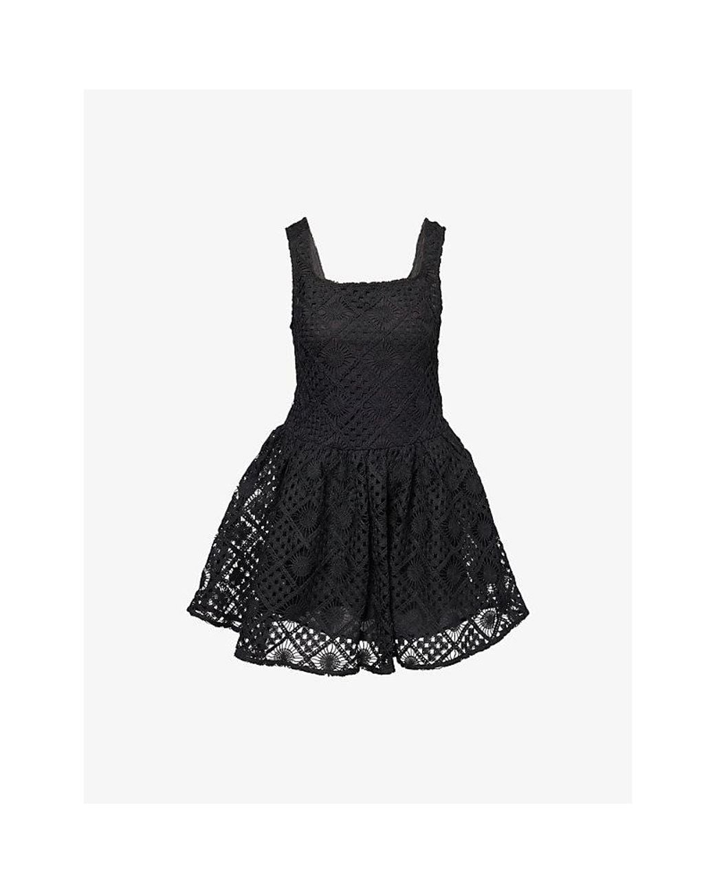 Amy Lynn Black Sylvie Crochet Woven Mini Dress
