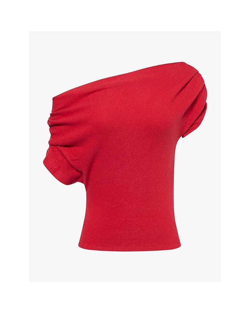 Reformation Red Iris Draped Knitted Top