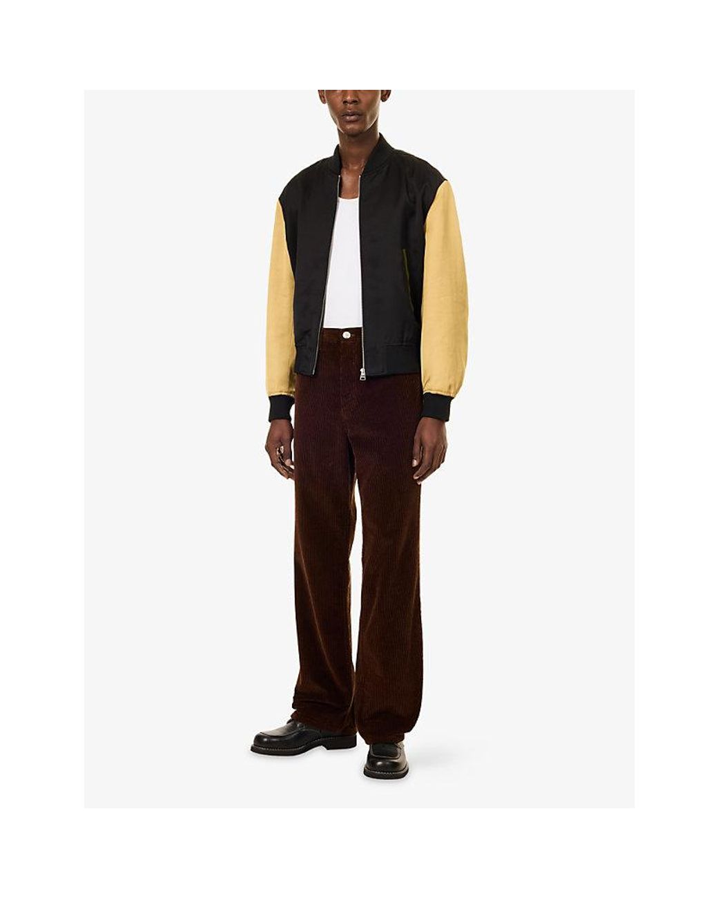 J.W. Anderson Black Contrast Colour-Block Silk And Satin Bomber Jacket for men