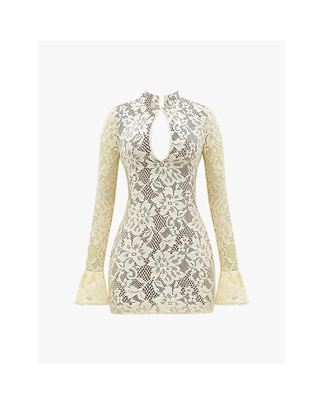 House Of Cb Brianna Cut-Out Keyhole Lace Mini Dress in White | Lyst