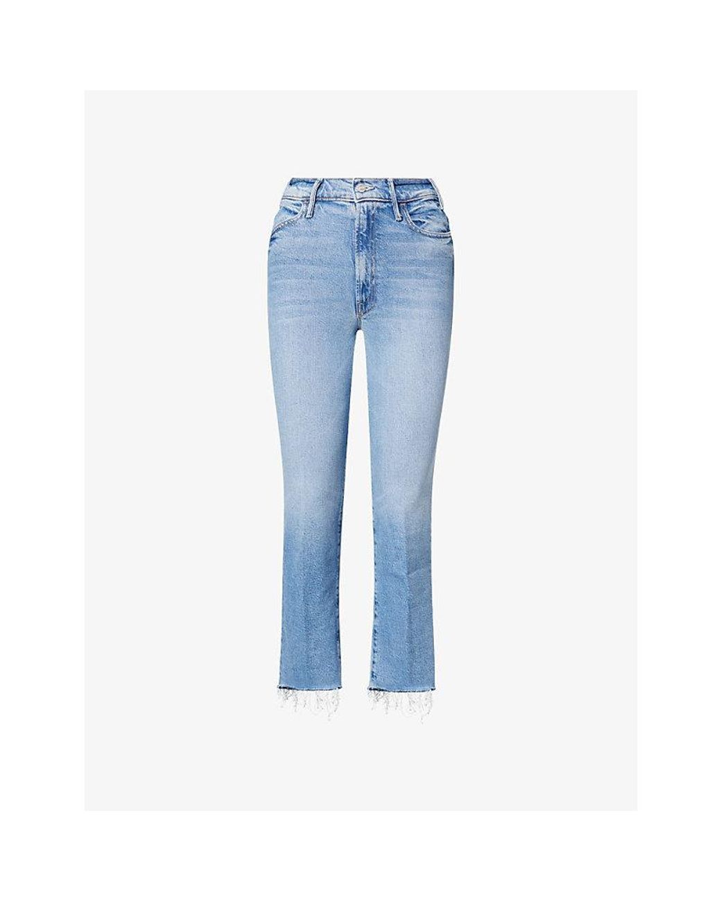 Mother Blue The Hustler Ankle Fray Flared Stretch-Denim Blend Jeans