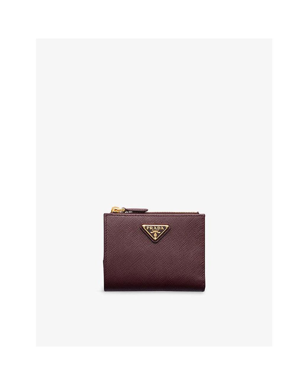 Prada Purple Brand-Plaque Small Saffiano Leather Wallet