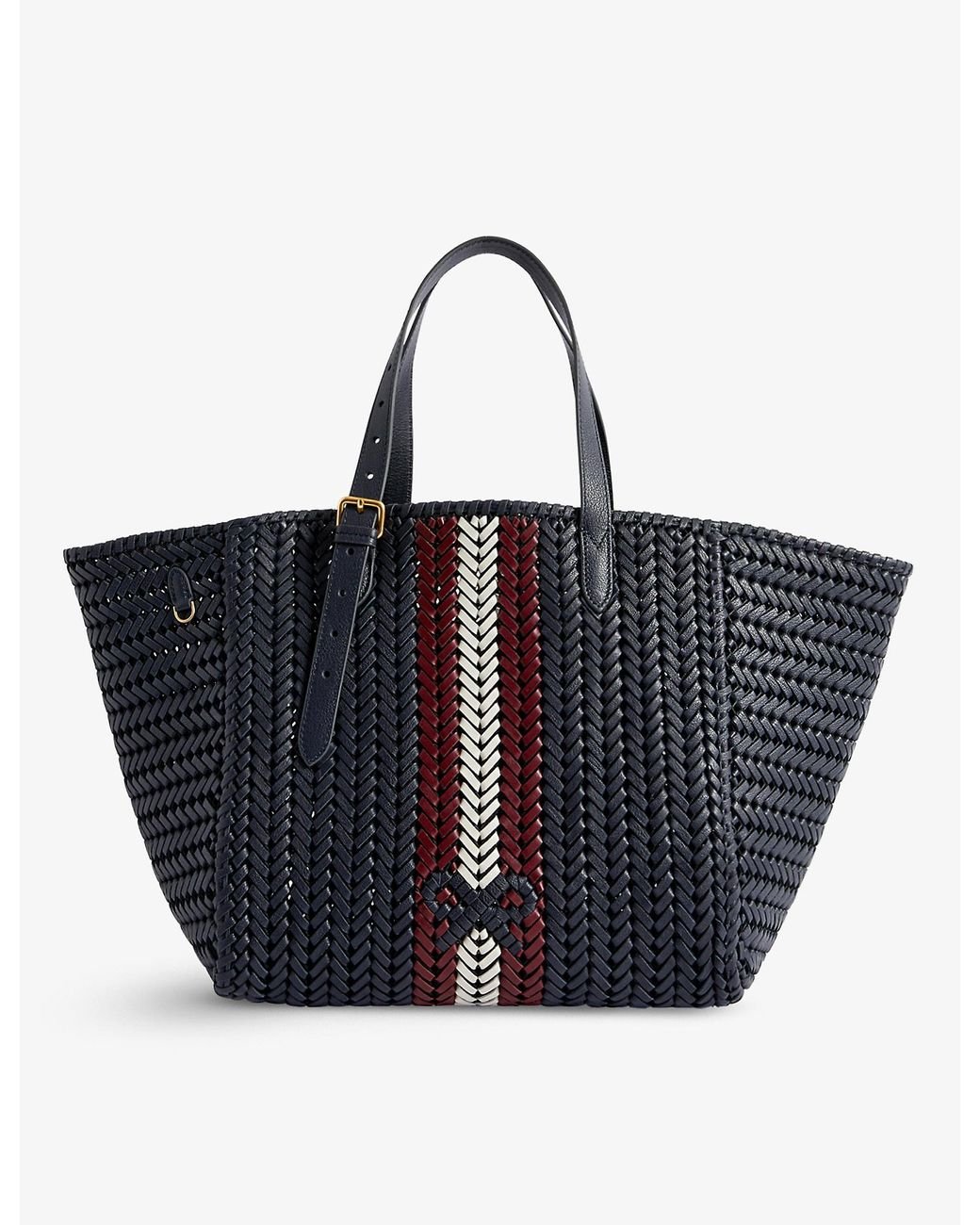Anya Hindmarch Neeson Square Woven Leather Tote Bag in Blue | Lyst UK