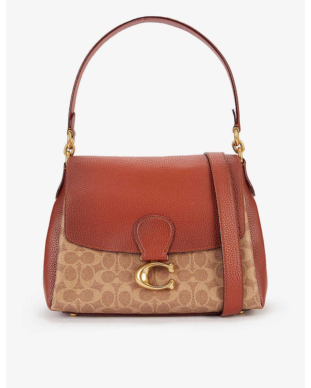 COACH Womens B4/tan Rust May Canvas And Pebbled Leather Shoulder Bag Lyst