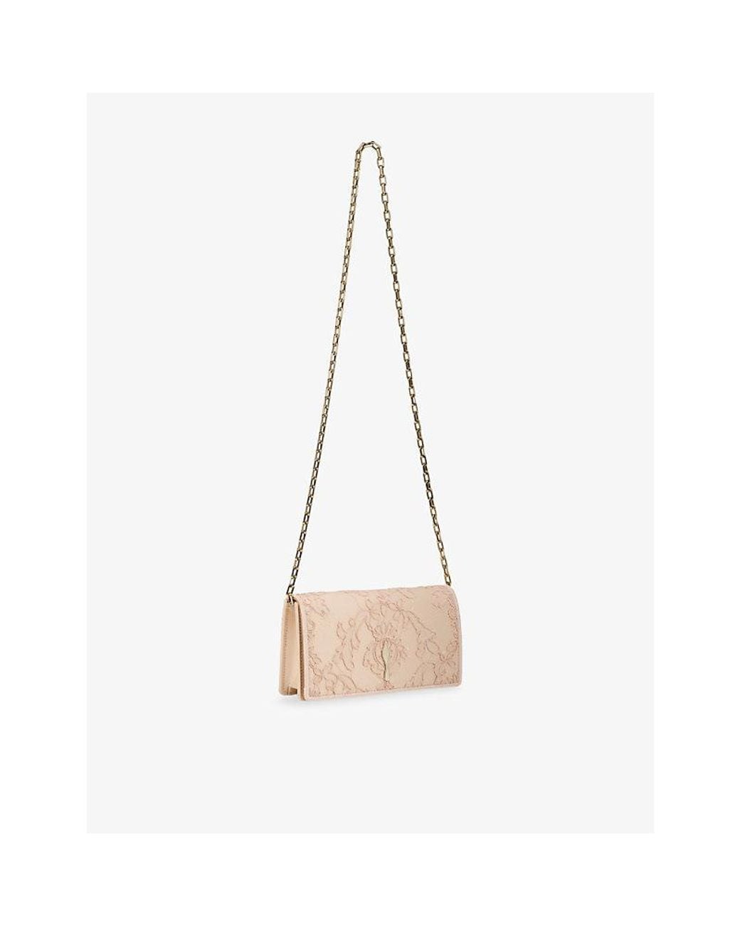 Christian Louboutin Natural Bettina Crepe-Satin And Lace Clutch Bag