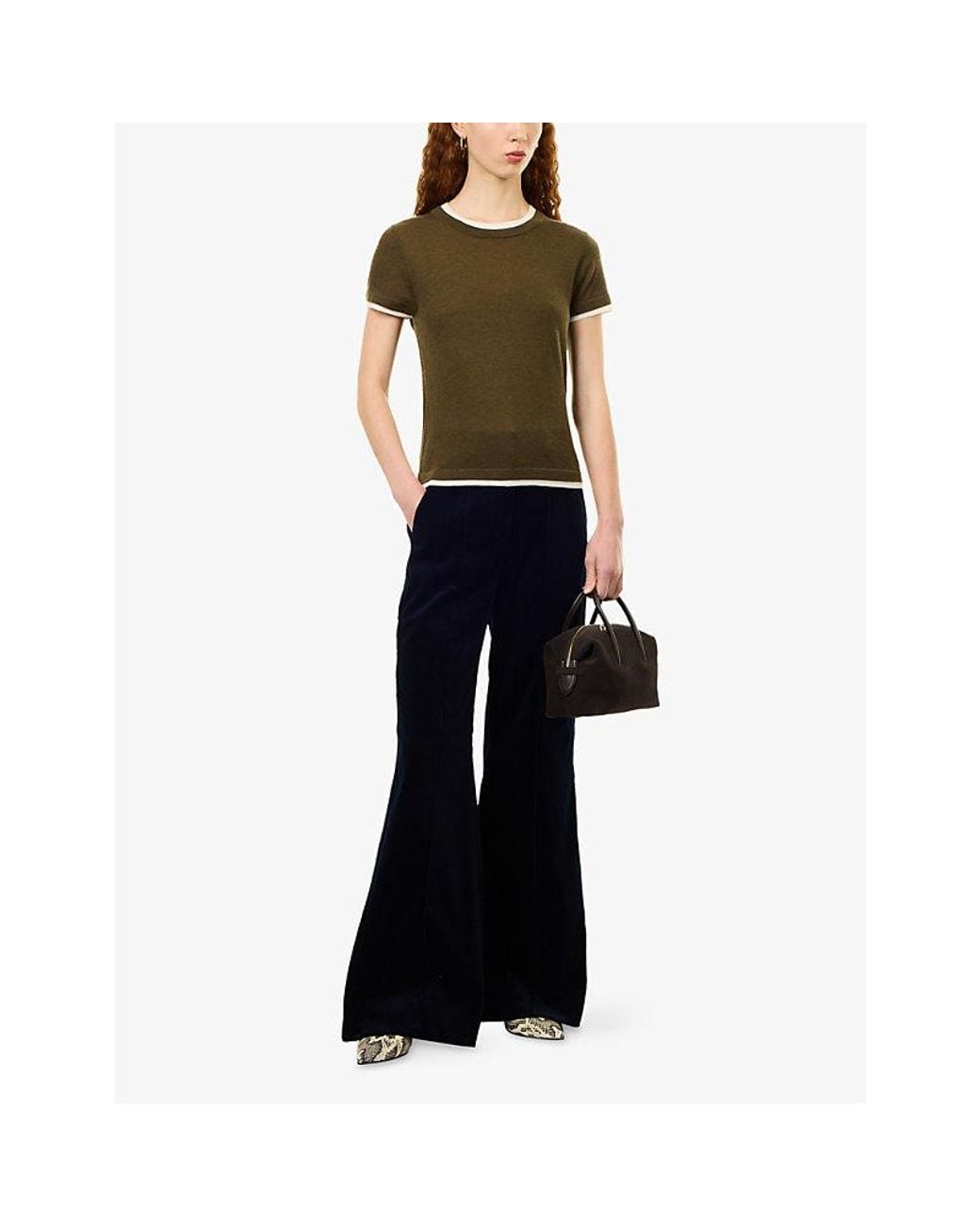 ME+EM Blue Leg Elongator Cotton Cord Trousers
