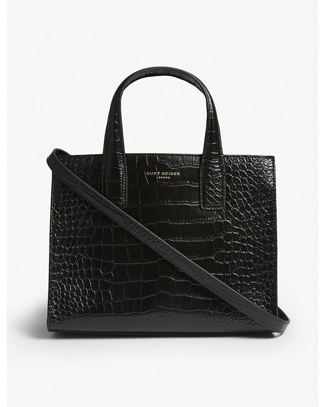 Kurt Geiger London Croc-embossed Leather Tote in Black