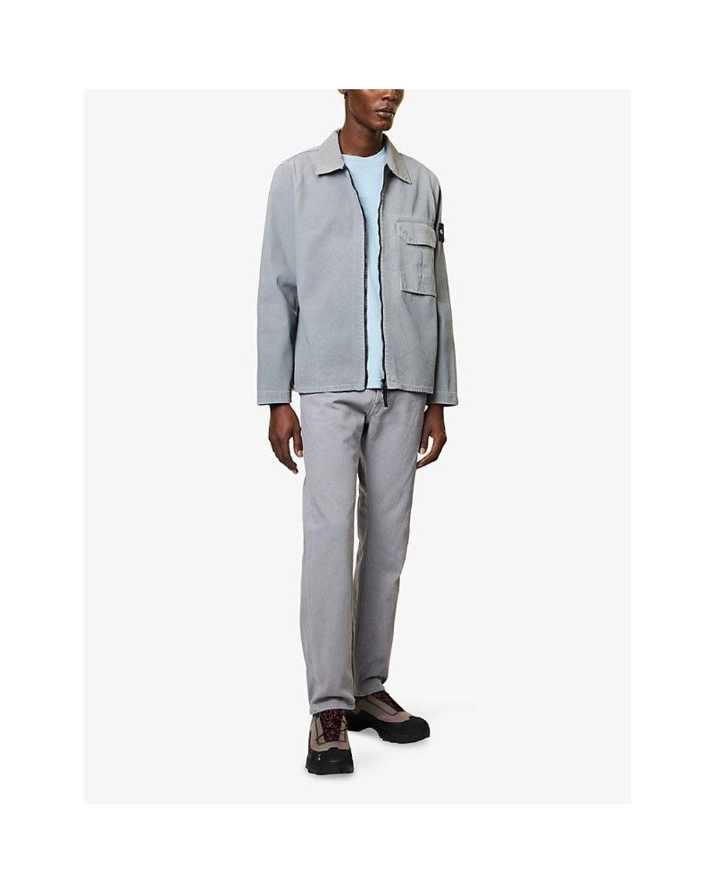 Stone Island Gray Corroded Reflective Denim-Tc Shirt for men