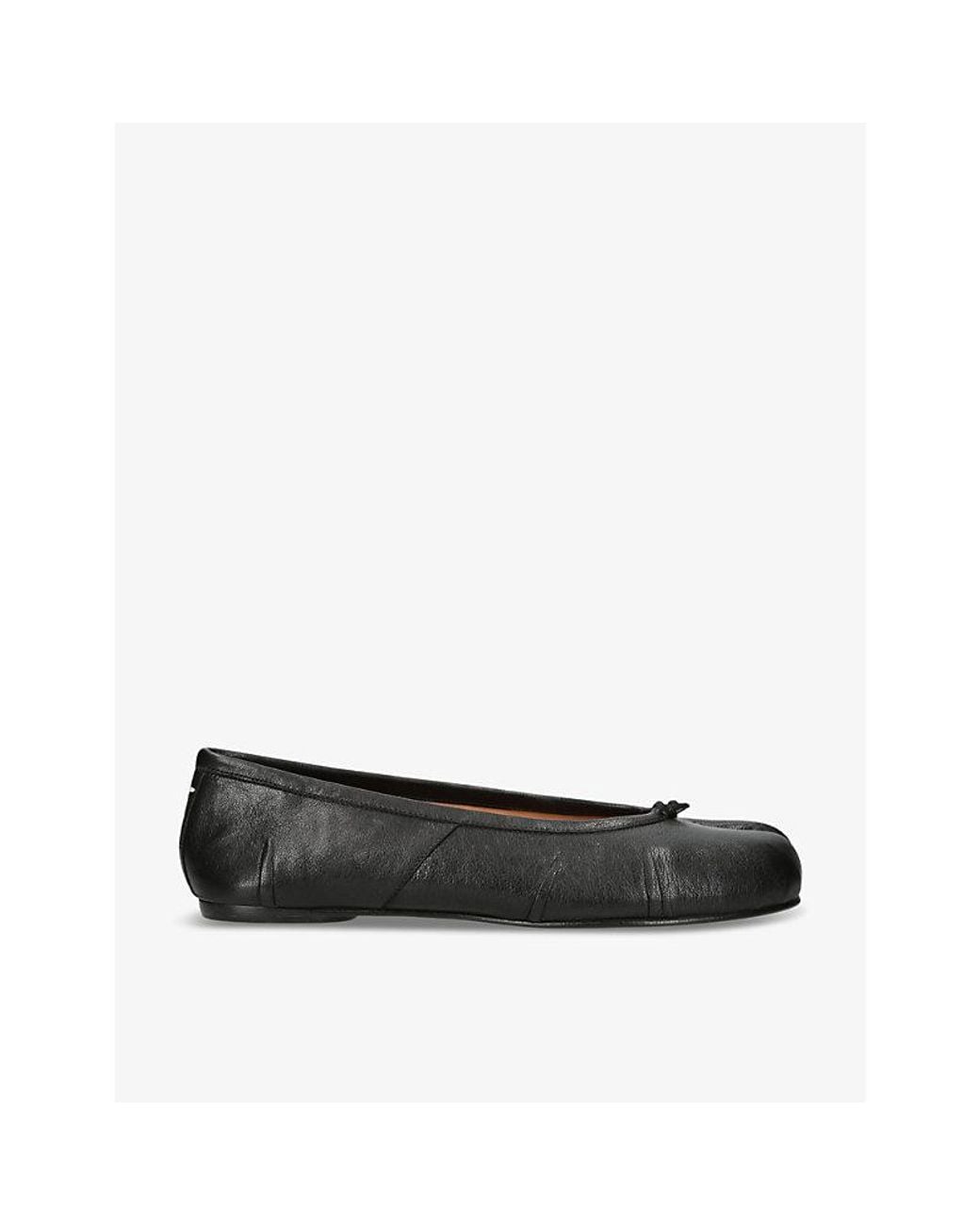 Maison Margiela Black Tabi Split-Toe Leather Ballet Flats