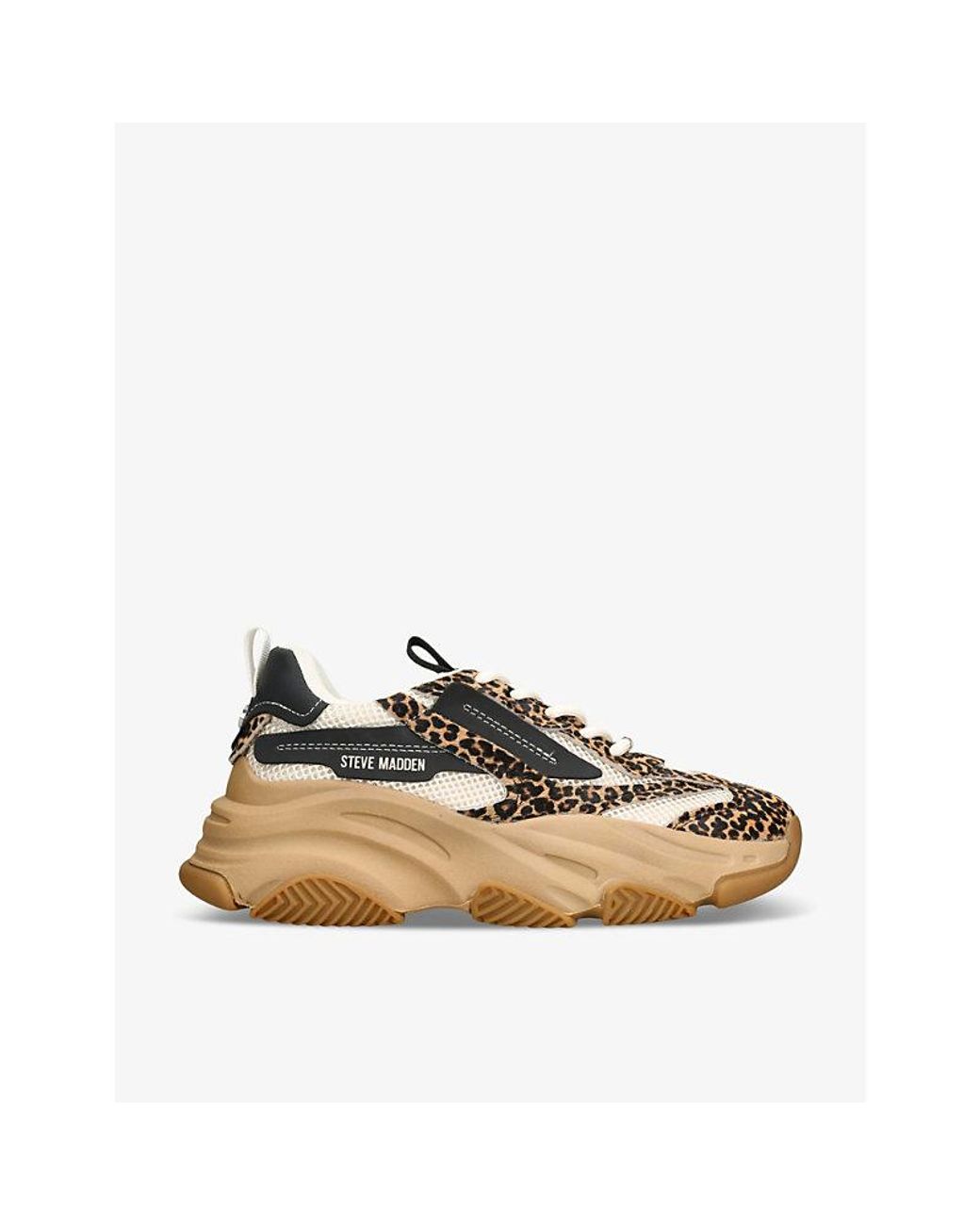 Steve Madden Possession E Leopard Print Mixed Textile Low Top Trainers in Natural Lyst UK