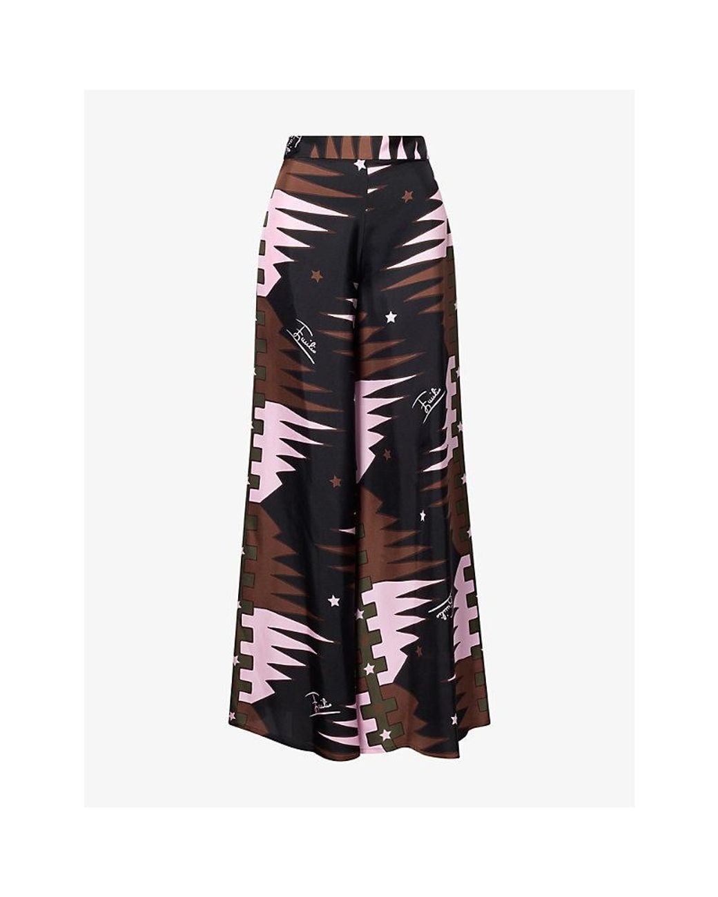 Emilio Pucci Black Valdimontone Print Silk Trousers
