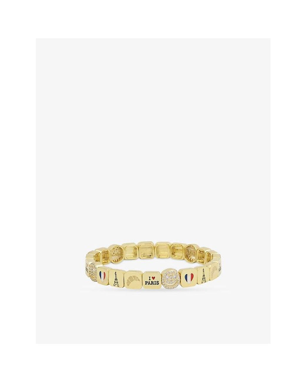 Lisa Gozlan Metallic Paris City 18Ct-Plated Brass And Cubic Zirconia Bracelet