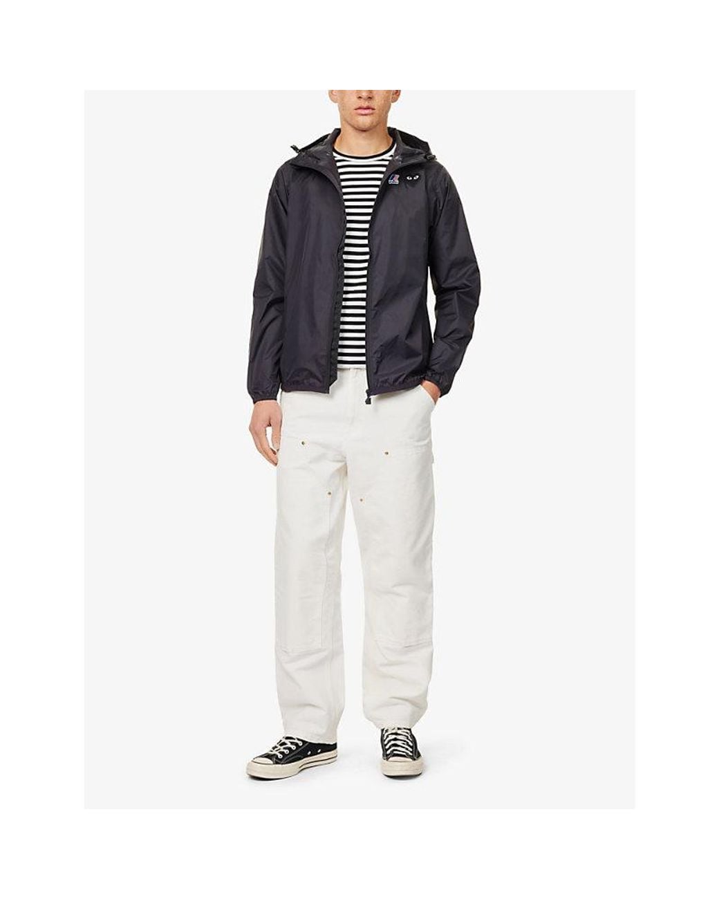 COMME DES GARÇONS PLAY Blue Comme Des Garçons Play X K-Way Hooded Two-Zip Pockets Regular-Fit Shell Jacket for men