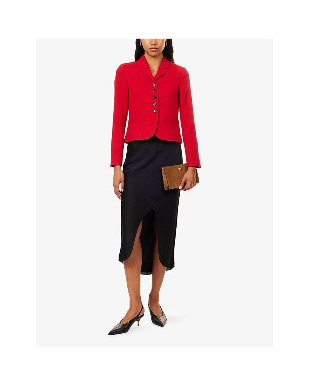 ME+EM Red Fitted Utility Woven Jacket