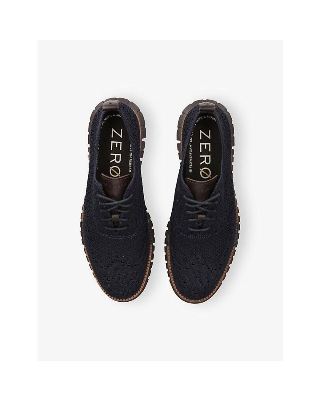 Cole Haan Blue Zerøgrand Wingtip Stitchlite Knitted Oxford Shoes for men