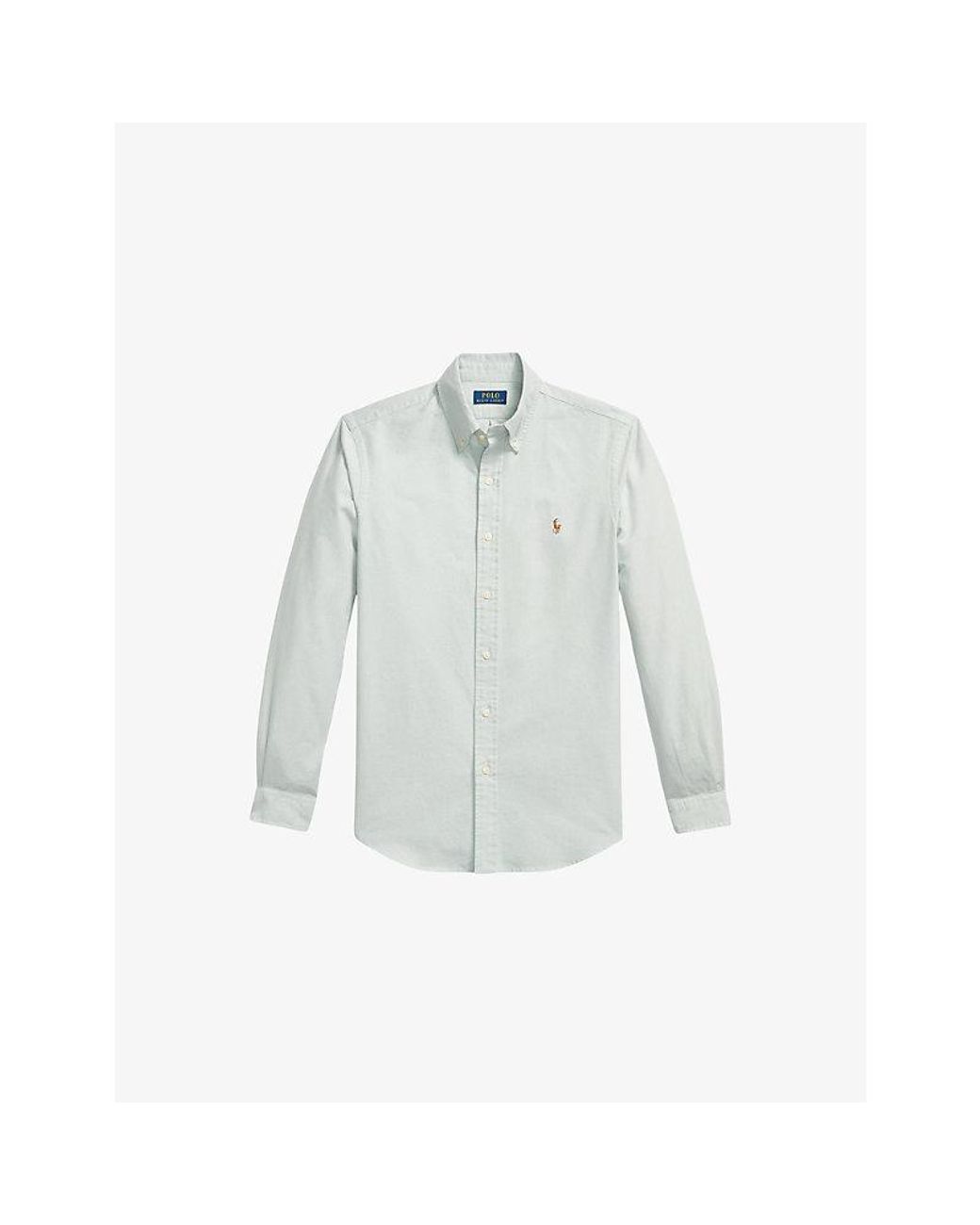 Polo Ralph Lauren Blue Logo-Embroidered Custom-Fit Cotton Oxford Shirt for men