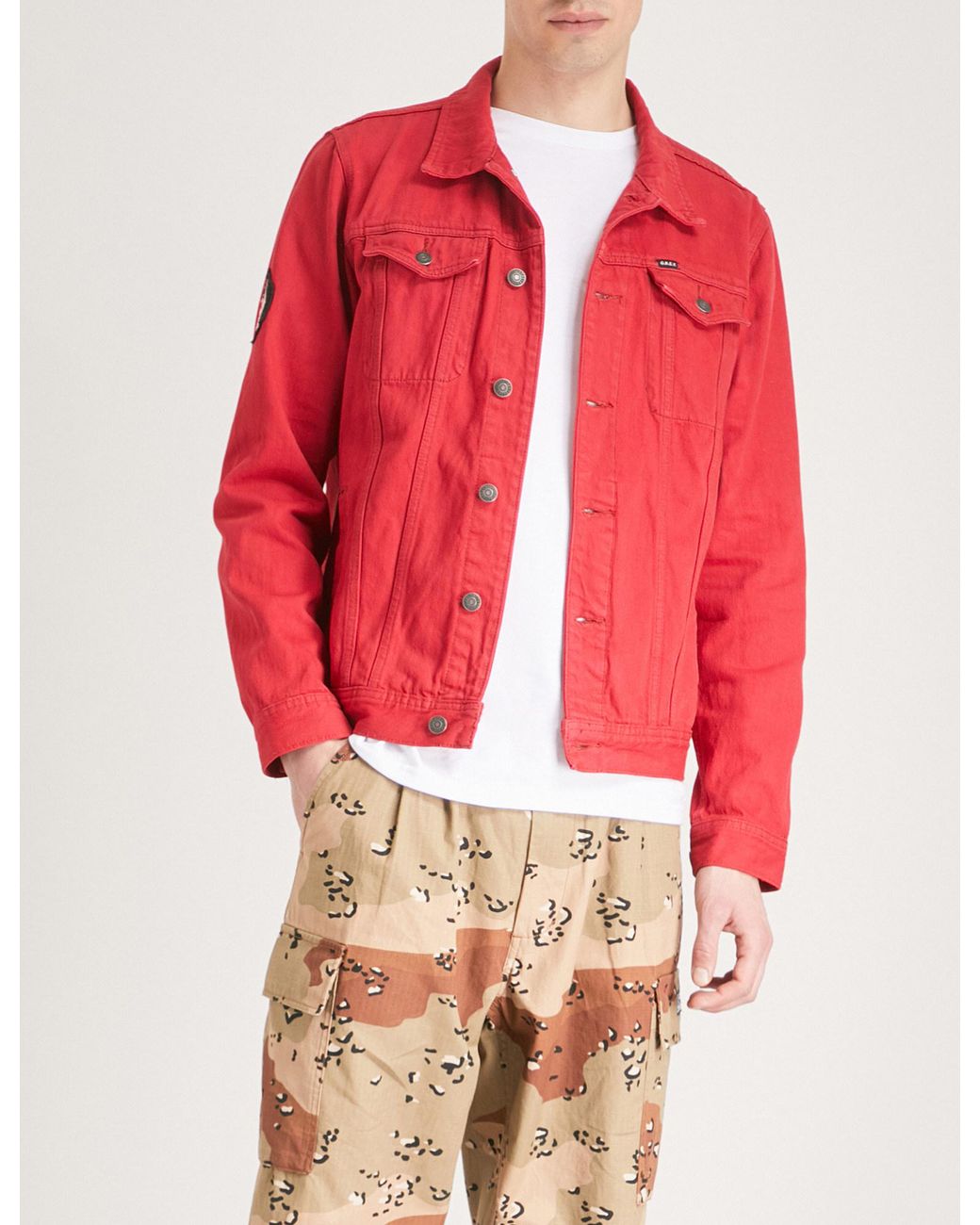Obey X Misfits Teenagers From Mars Denim Jacket in Red for Men | Lyst