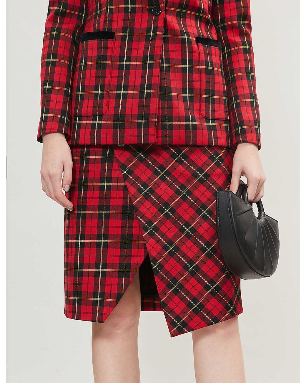 Janty asymmetrical plaid pencil clearance skirt