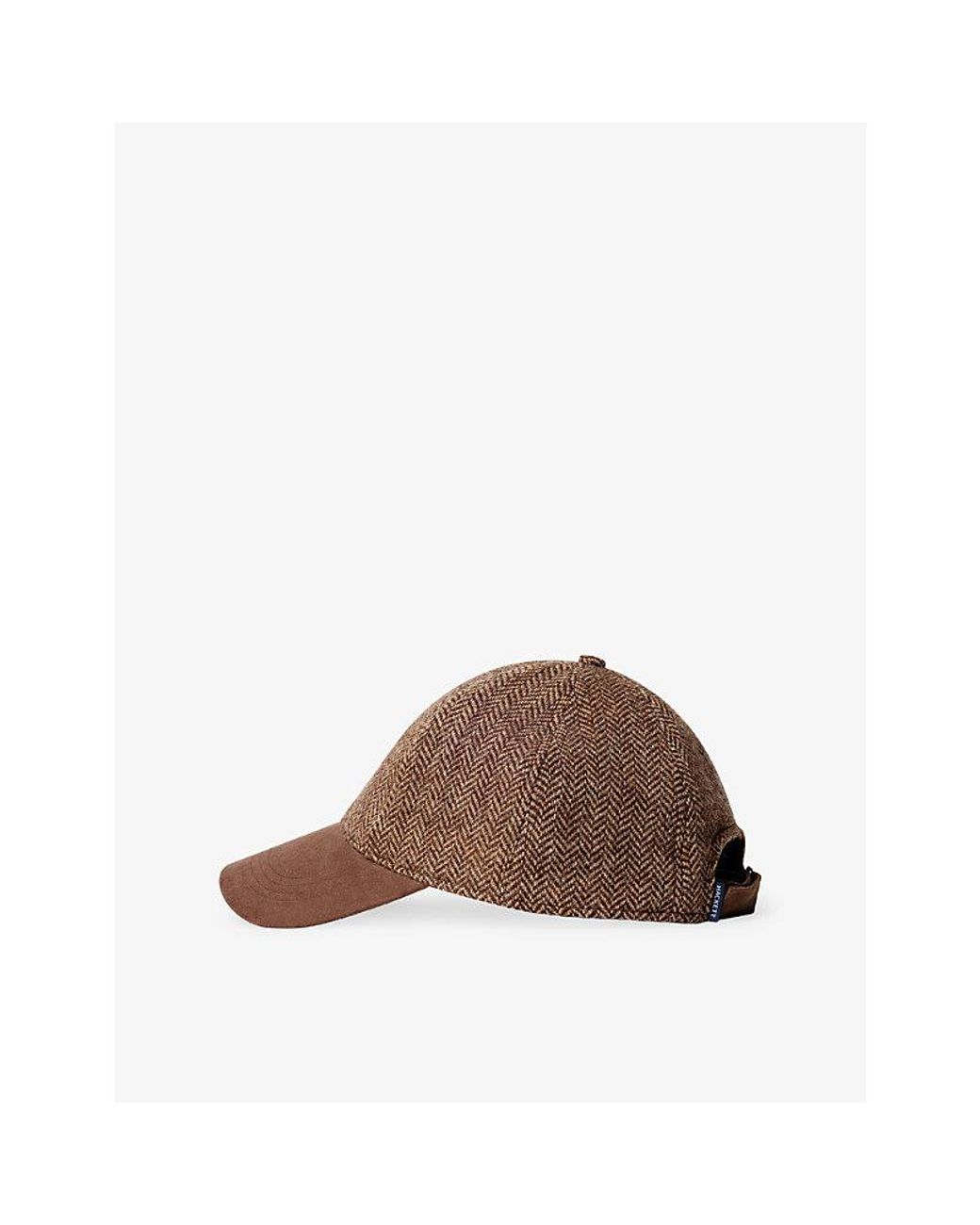 Hackett Brown Herringbone Wool-Blend Baseball Cap for men