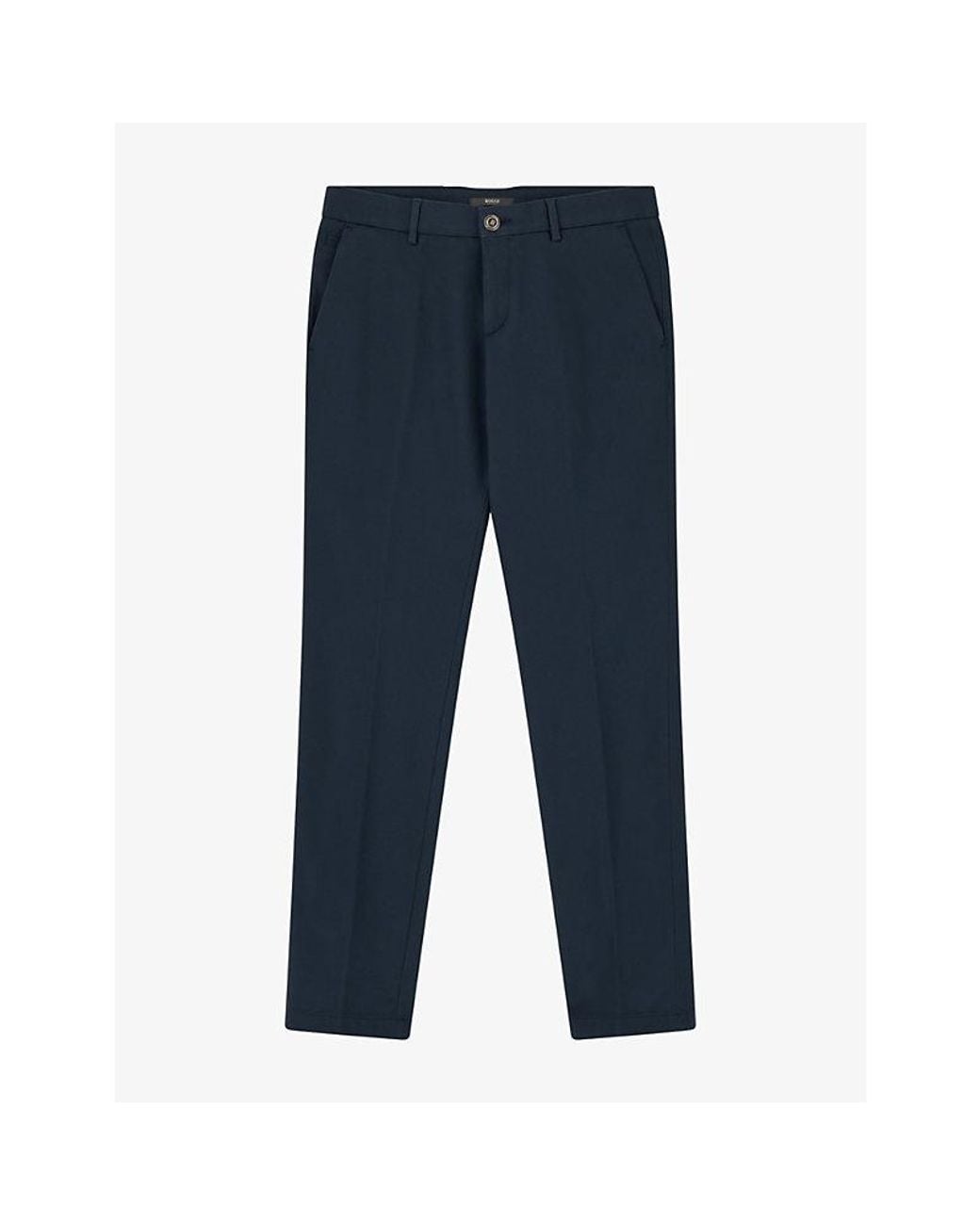 Boggi Blue Straight Regular-Fit Stretch-Cotton Trousers for men