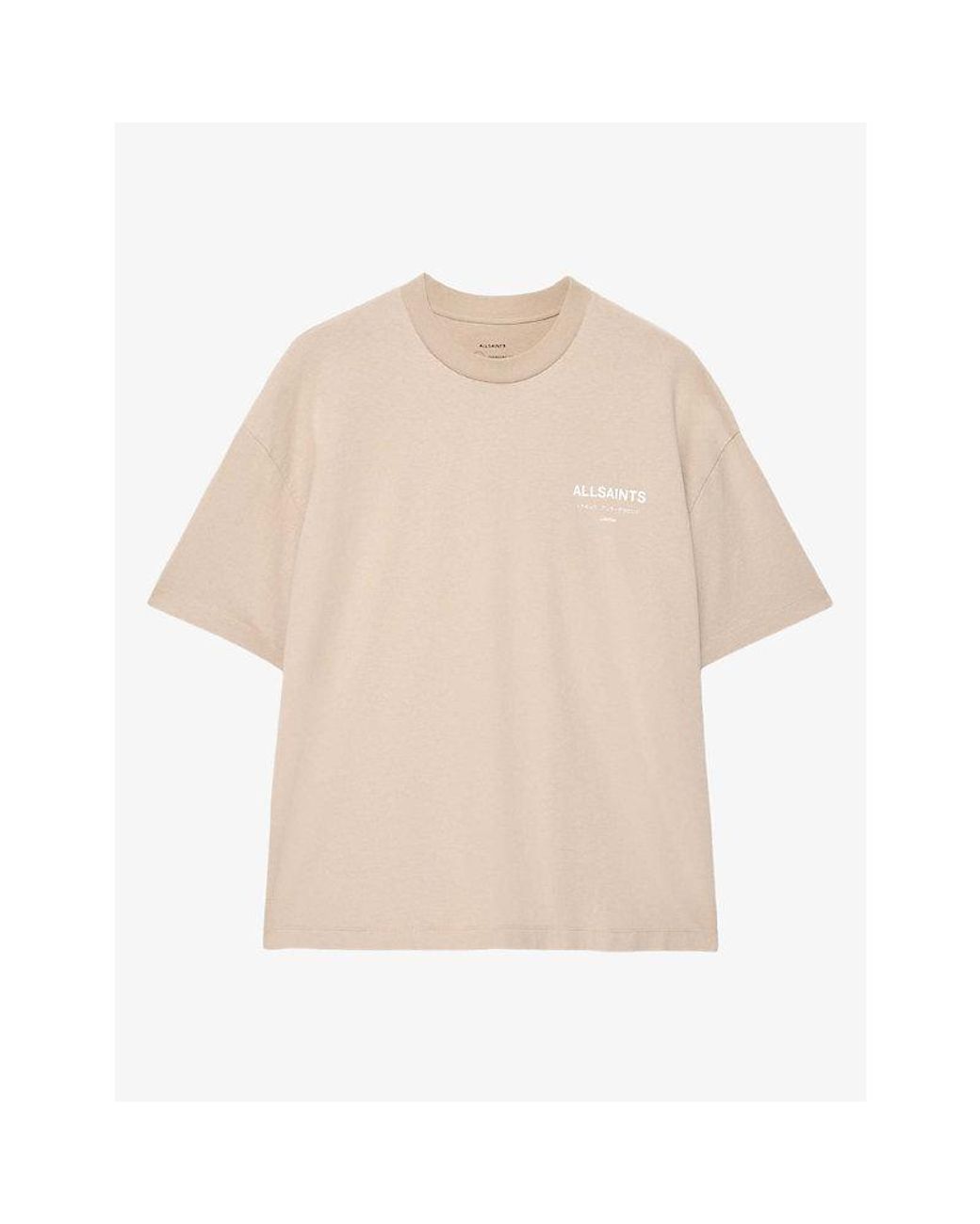 AllSaints Natural Underground Logo-Print Relaxed-Fit Cotton T-Shirt for men