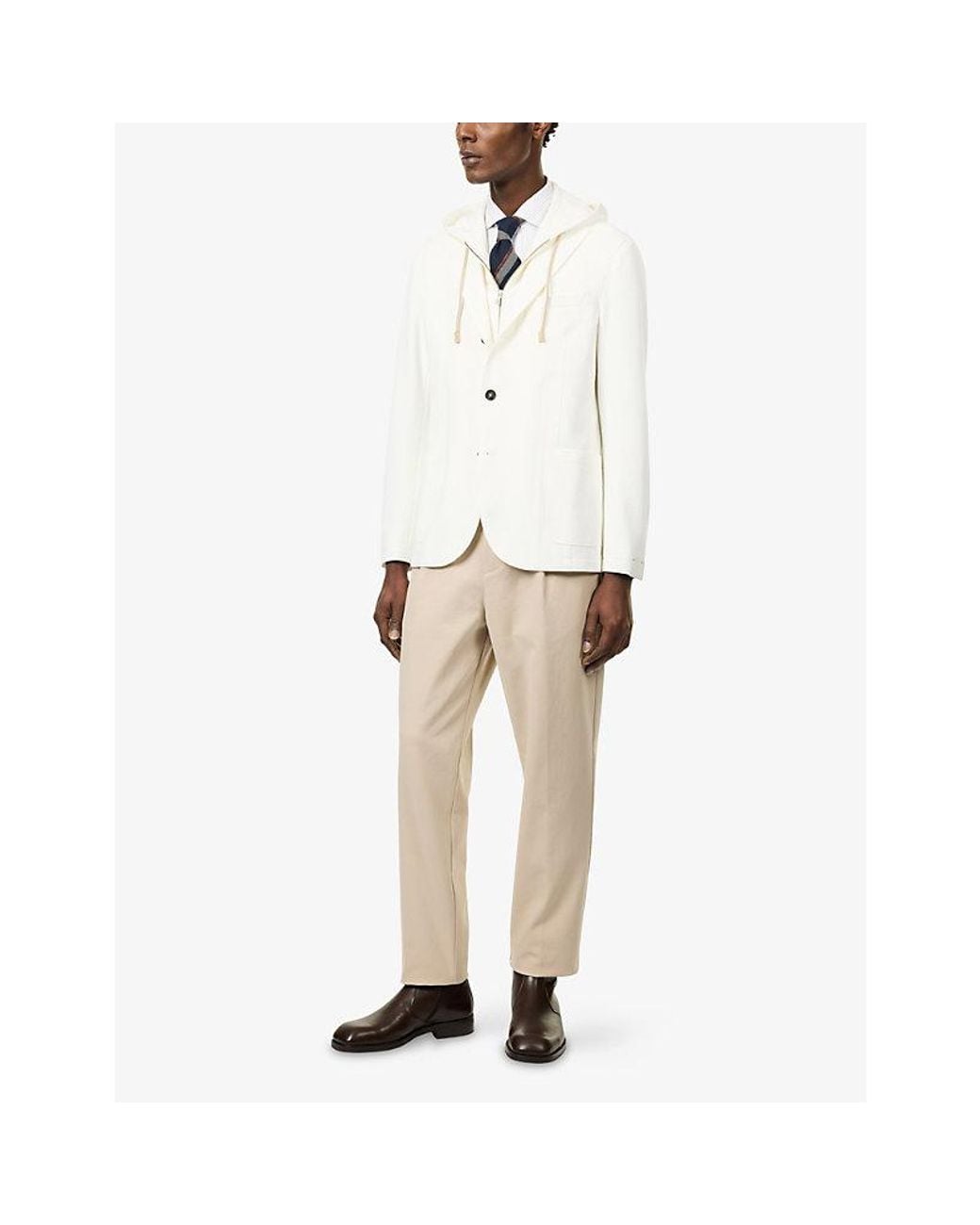Eleventy White Hood Bib-Insert Cotton-Blend Jacket for men