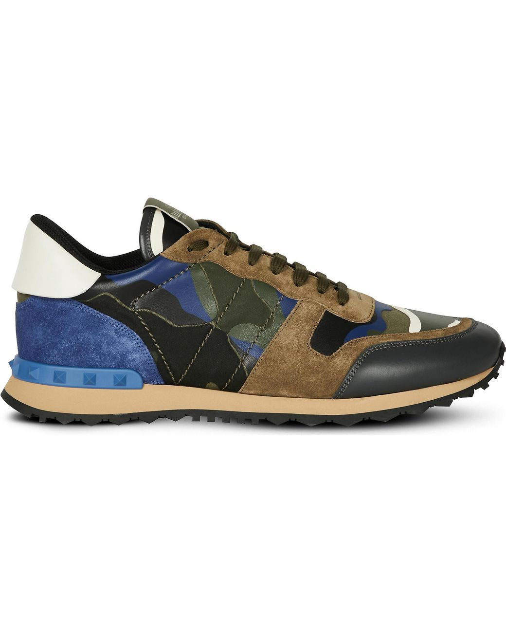 Valentino Camouflage Leather And Suede Trainers in Blue for Men - Save ...