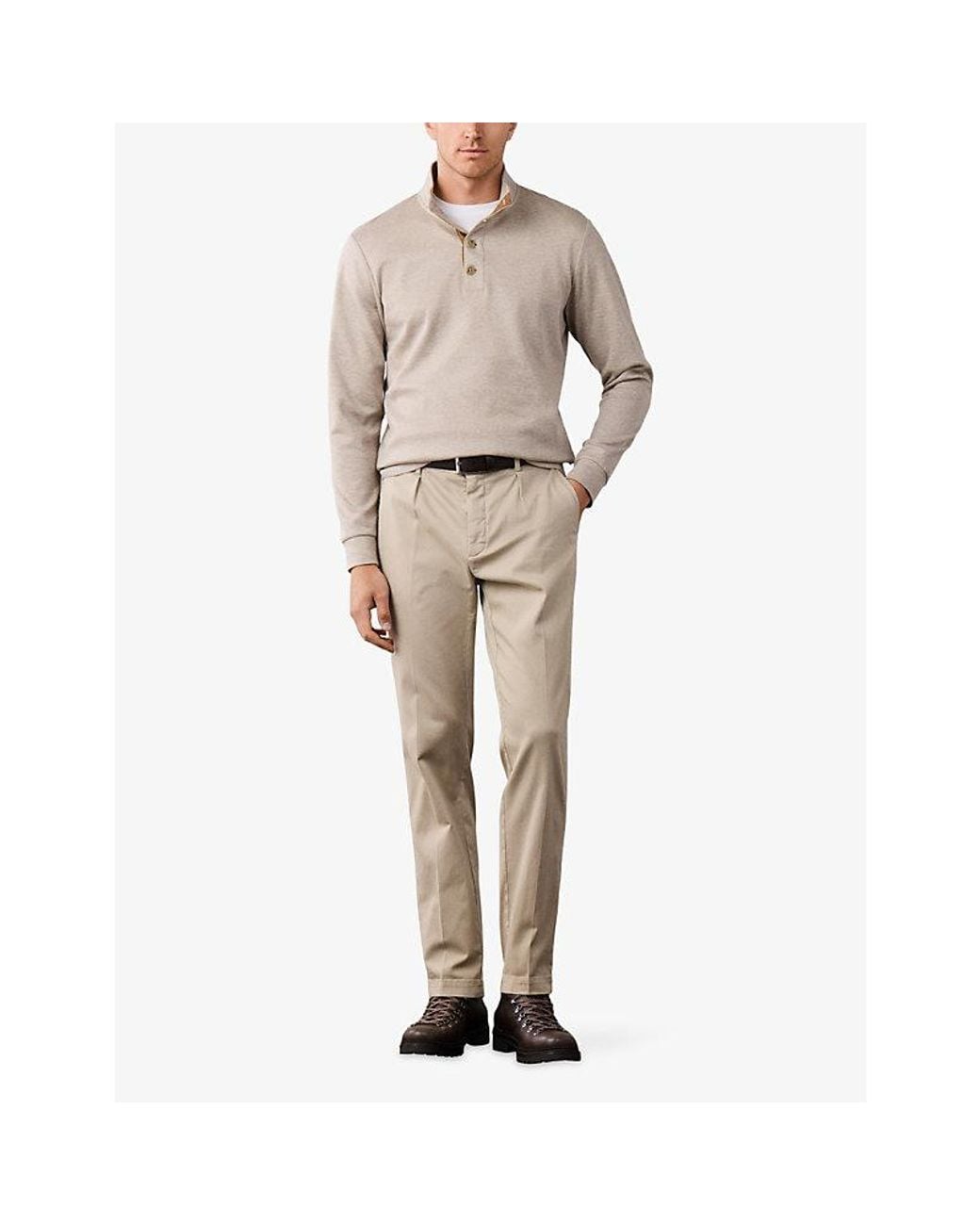 Hackett Natural Travel Half-Placket Cotton-Twill Jersey Sweatshirt for men