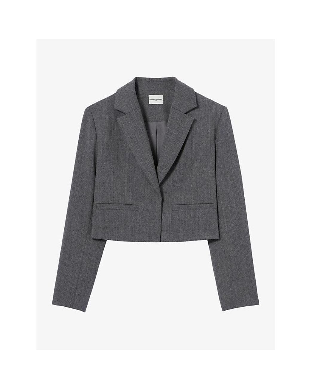 Claudie Pierlot Gray Cropped Wool Jacket